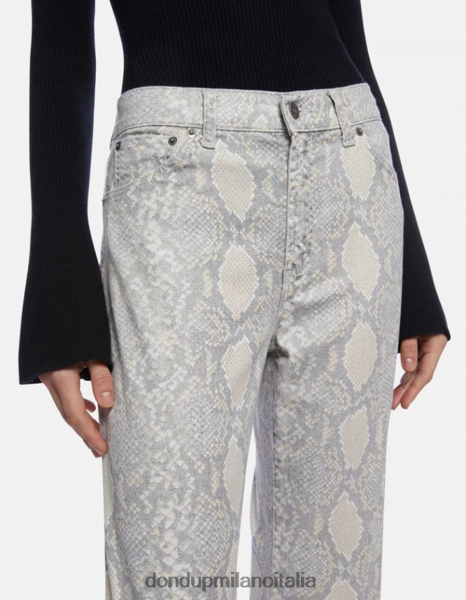 DONDUP mujer pantalones anchos ámbar de algodón estampado vestir natural AZX2Z0105