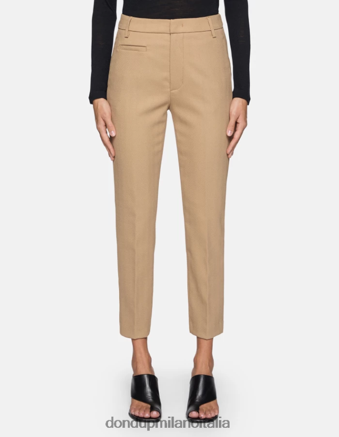 DONDUP mujer pantalones ariel carrot fit de 27 pulgadas en mezcla de lana vestir beige AZX2Z0146