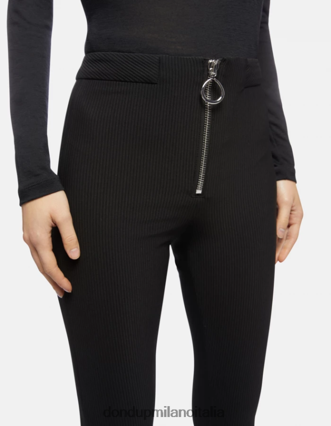 DONDUP mujer pantalones avril de punto con corte bootcut vestir negro AZX2Z0217