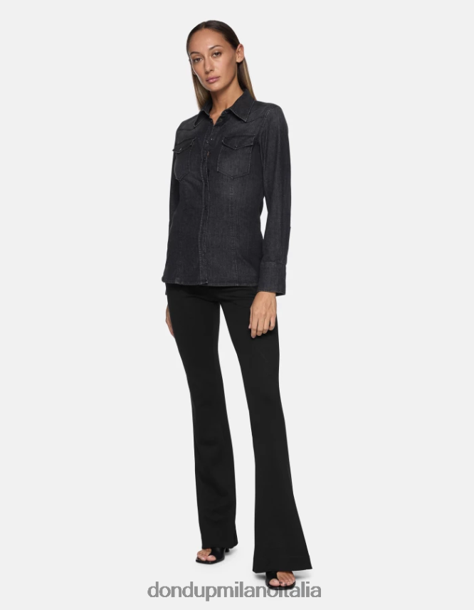 DONDUP mujer pantalones bootcut Lexi de punto vestir negro AZX2Z0158