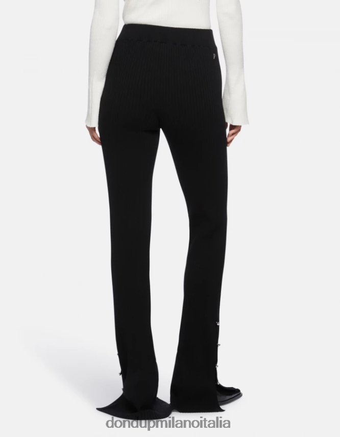 DONDUP mujer pantalones bootcut de viscosa vestir negro AZX2Z0218