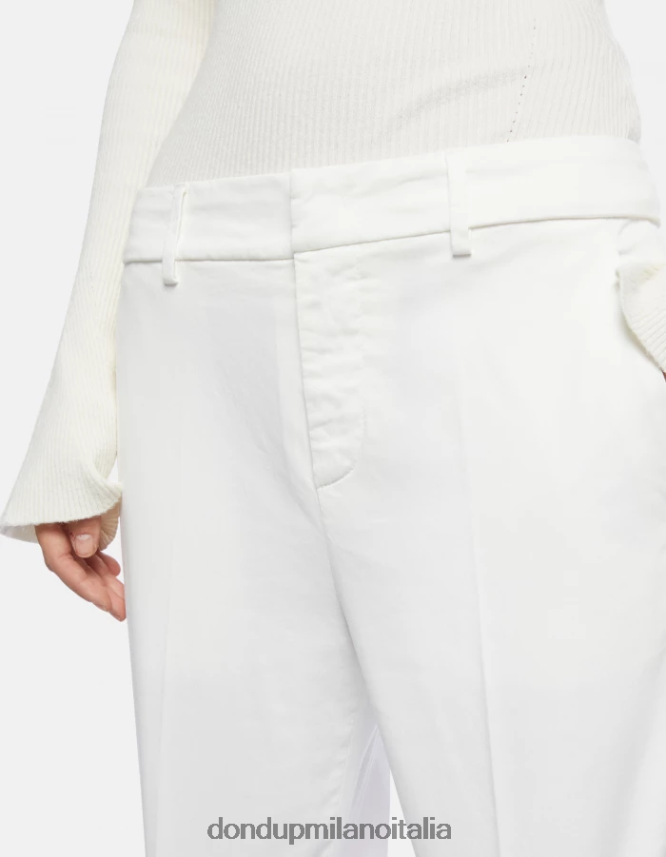 DONDUP mujer pantalones capri holgados de satén meli vestir alabastro AZX2Z0224