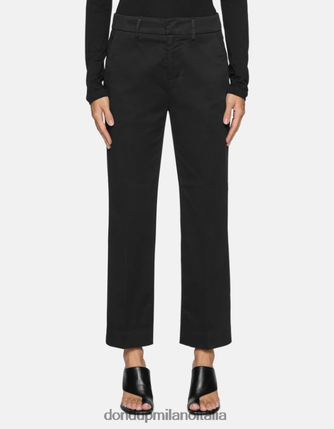 DONDUP mujer pantalones capri holgados de satén meli vestir negro AZX2Z0225