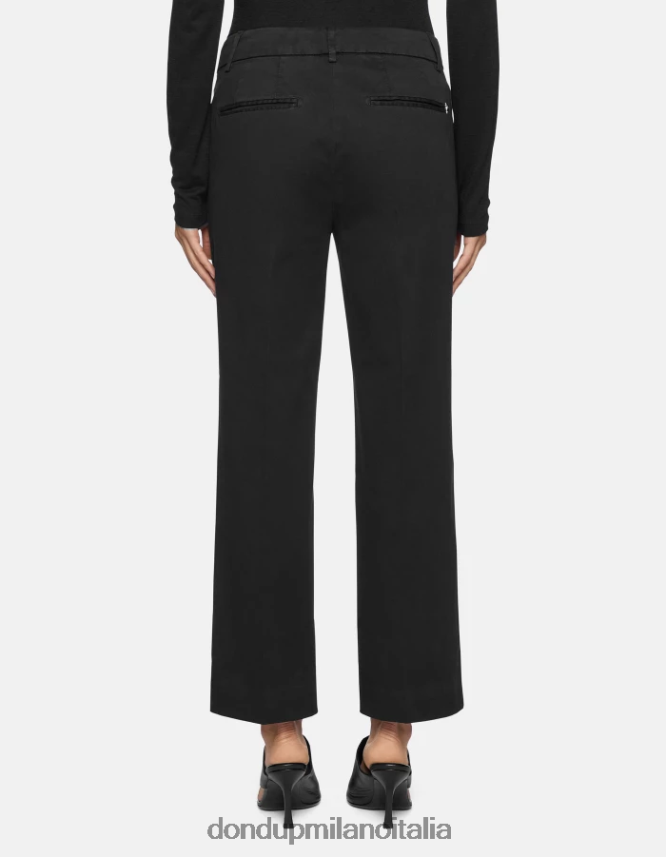 DONDUP mujer pantalones capri holgados de satén meli vestir negro AZX2Z0225