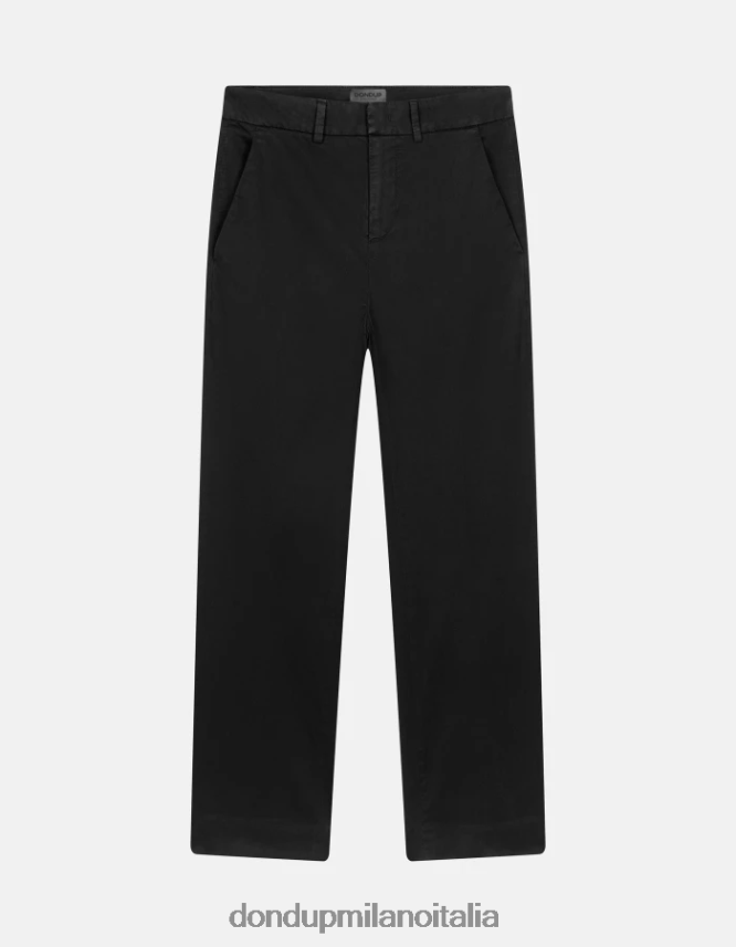 DONDUP mujer pantalones capri holgados de satén meli vestir negro AZX2Z0225