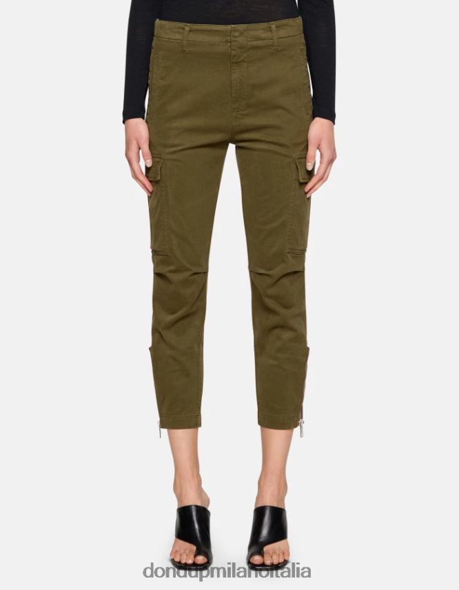 DONDUP mujer pantalones cargo de algodón eve vestir ejercito verde AZX2Z0163