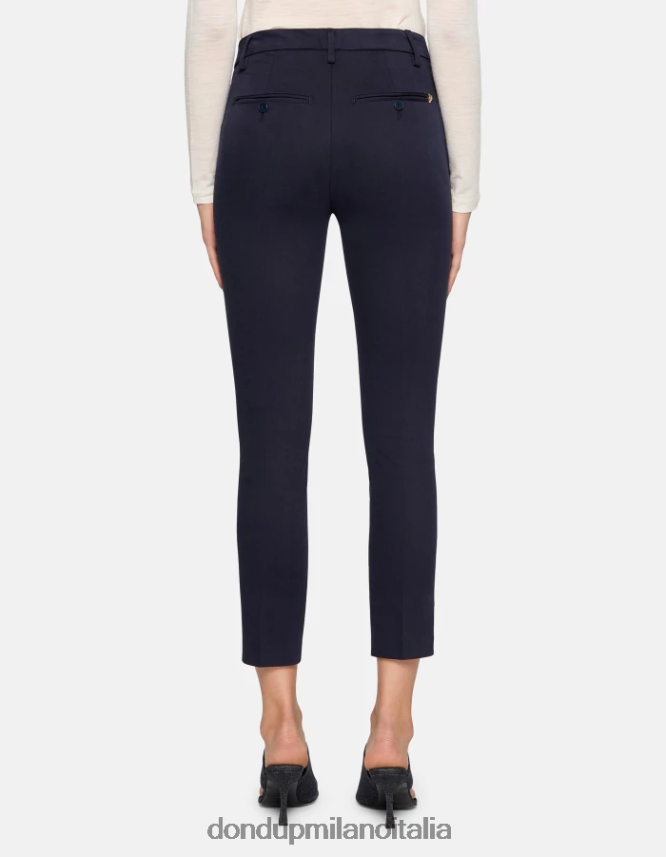 DONDUP mujer pantalones carmen slim de algodón vestir Azul marino AZX2Z0208