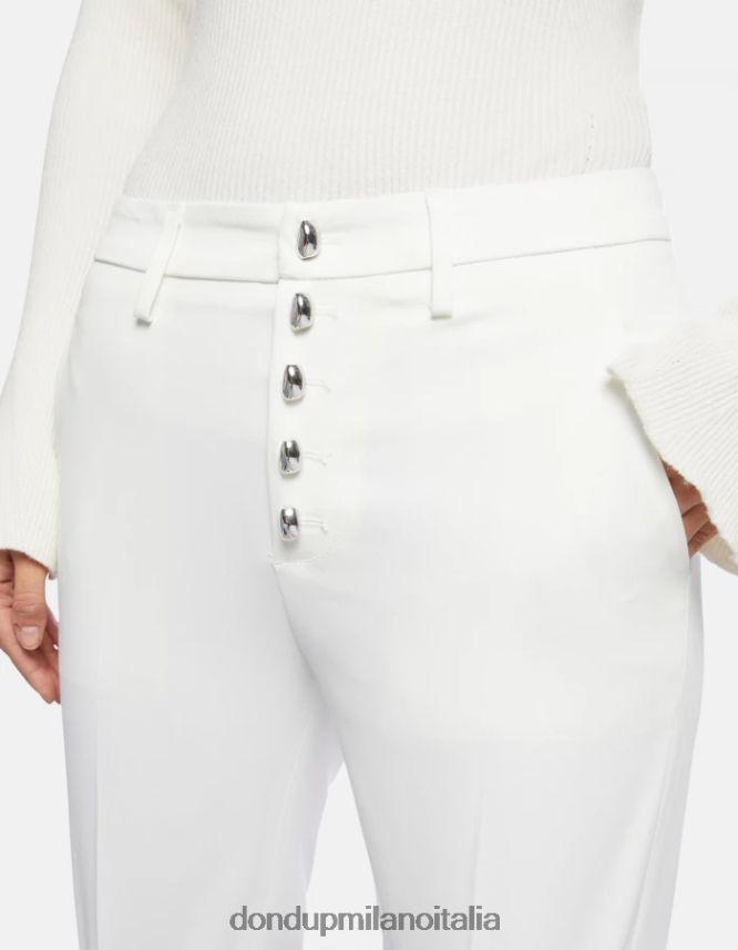 DONDUP mujer pantalones carmen slim de algodón vestir alabastro AZX2Z0207