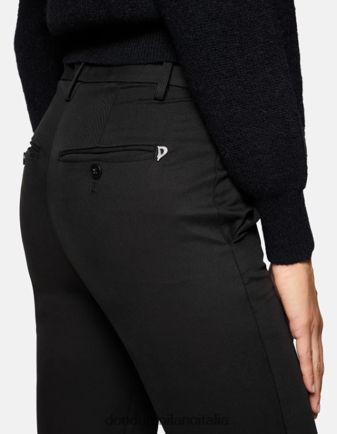 DONDUP mujer pantalones carmen slim de algodón vestir negro AZX2Z0206