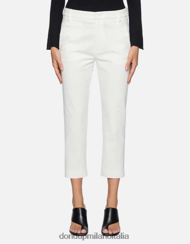 DONDUP mujer pantalones carrot fit de algodón ariel vestir blanco AZX2Z0202