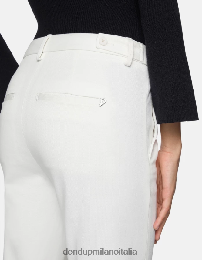 DONDUP mujer pantalones carrot fit de algodón ariel vestir blanco AZX2Z0202