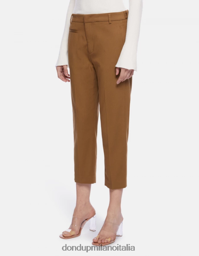 DONDUP mujer pantalones carrot fit de algodón ariel vestir kaki AZX2Z0201