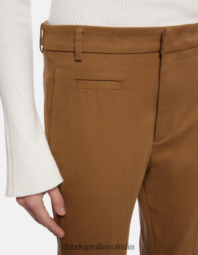 DONDUP mujer pantalones carrot fit de algodón ariel vestir kaki AZX2Z0201