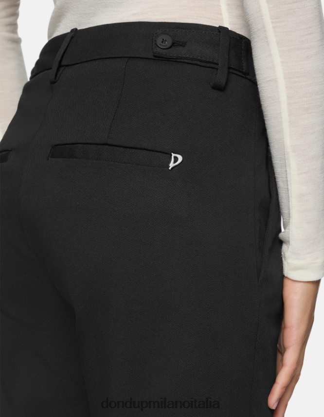 DONDUP mujer pantalones carrot fit de algodón ariel vestir negro AZX2Z0200