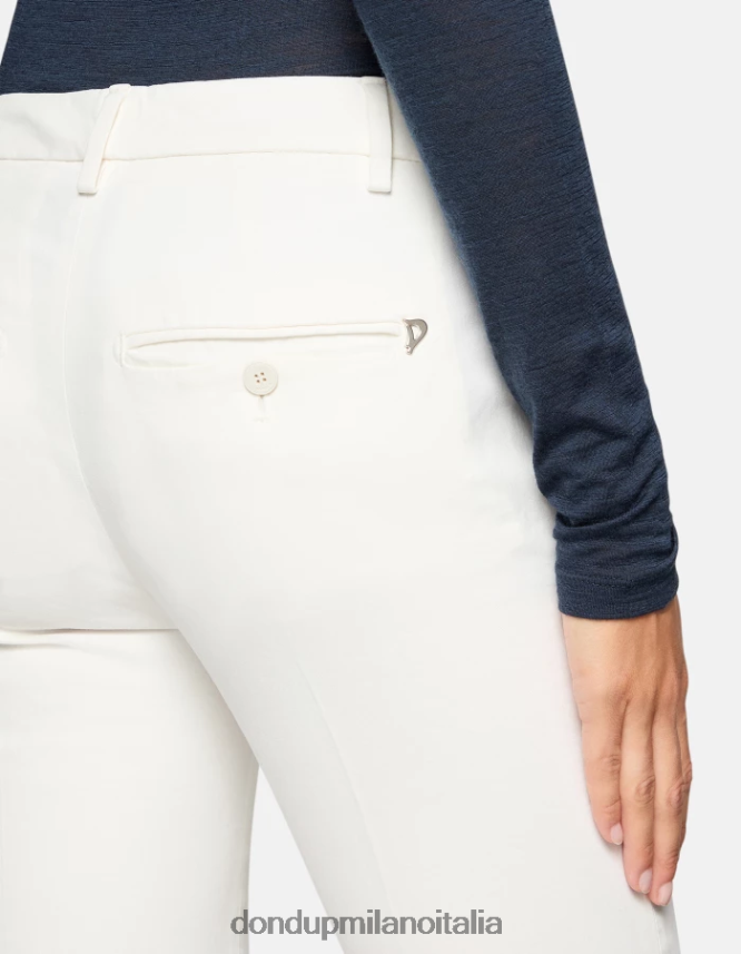 DONDUP mujer pantalones de algodón perfectos y ajustados vestir alabastro AZX2Z0176