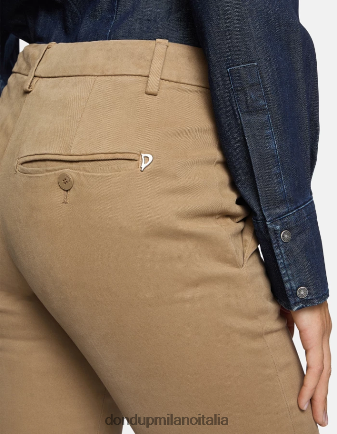 DONDUP mujer pantalones de algodón perfectos y ajustados vestir arena AZX2Z0178