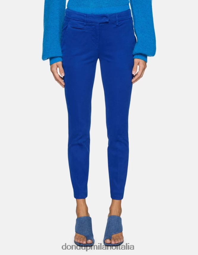 DONDUP mujer pantalones de algodón perfectos y ajustados vestir azul real AZX2Z0180