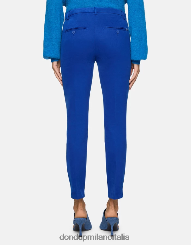 DONDUP mujer pantalones de algodón perfectos y ajustados vestir azul real AZX2Z0180