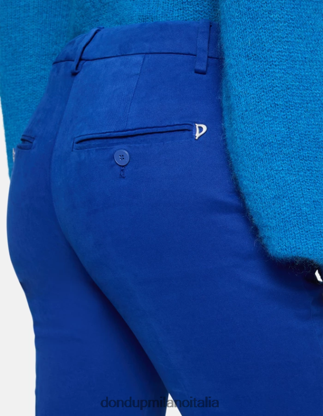 DONDUP mujer pantalones de algodón perfectos y ajustados vestir azul real AZX2Z0180