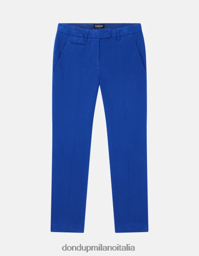 DONDUP mujer pantalones de algodón perfectos y ajustados vestir azul real AZX2Z0180