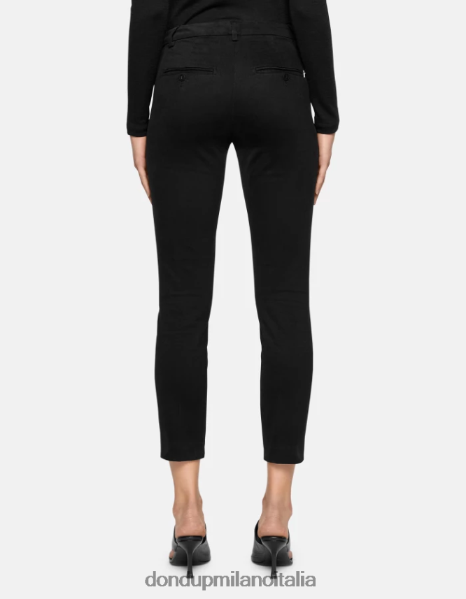 DONDUP mujer pantalones de algodón perfectos y ajustados vestir negro AZX2Z0177