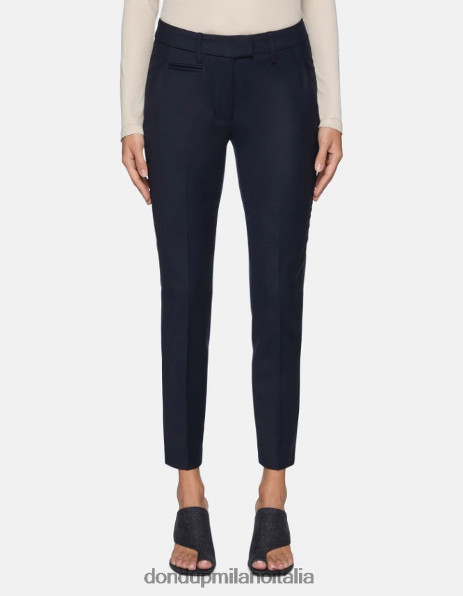 DONDUP mujer pantalones de franela perfectos y ajustados vestir Azul marino AZX2Z0229