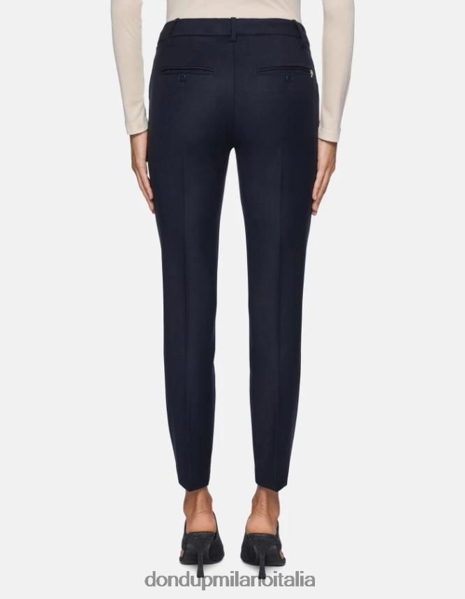 DONDUP mujer pantalones de franela perfectos y ajustados vestir Azul marino AZX2Z0229