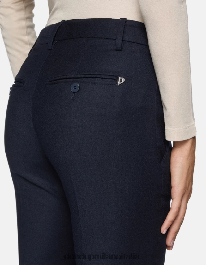 DONDUP mujer pantalones de franela perfectos y ajustados vestir Azul marino AZX2Z0229