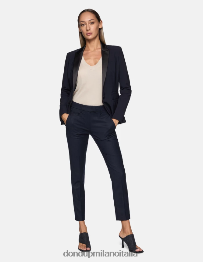 DONDUP mujer pantalones de franela perfectos y ajustados vestir Azul marino AZX2Z0229