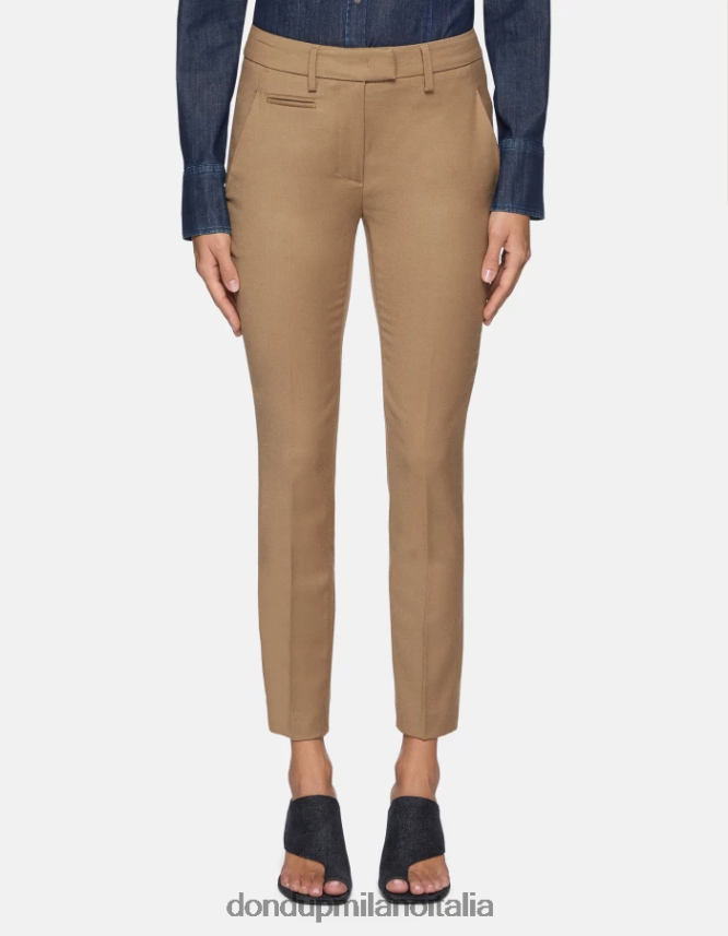 DONDUP mujer pantalones de franela perfectos y ajustados vestir camello AZX2Z0228