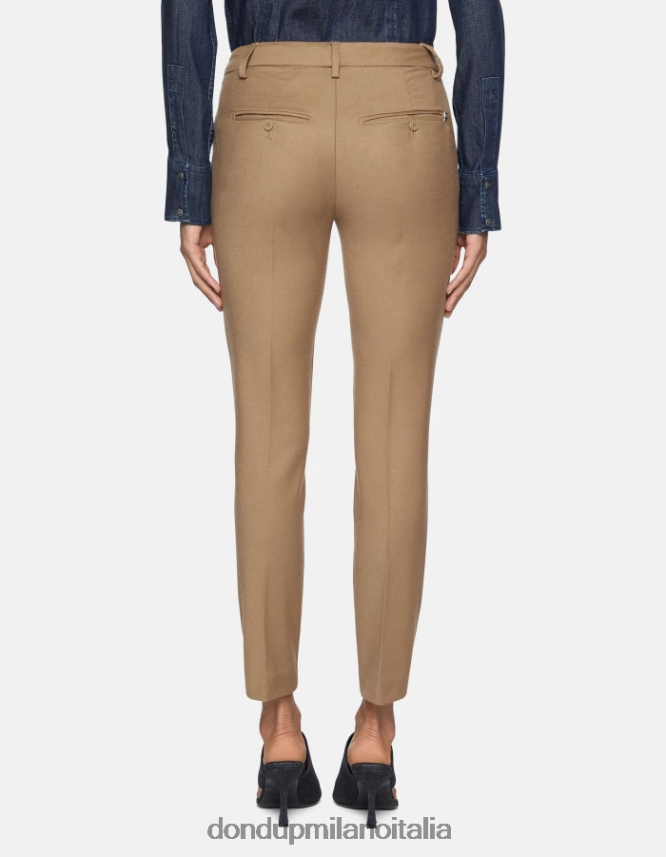 DONDUP mujer pantalones de franela perfectos y ajustados vestir camello AZX2Z0228