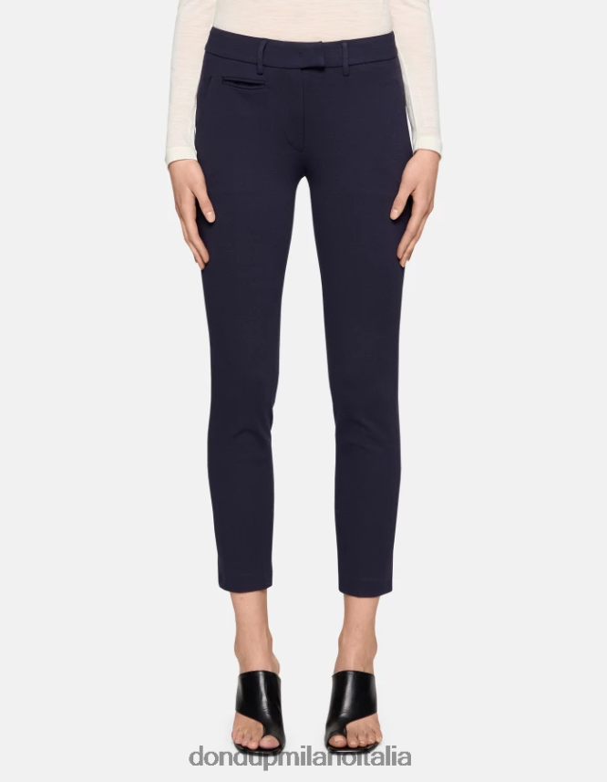 DONDUP mujer pantalones de punto perfectos y ajustados vestir azul oscuro AZX2Z0127