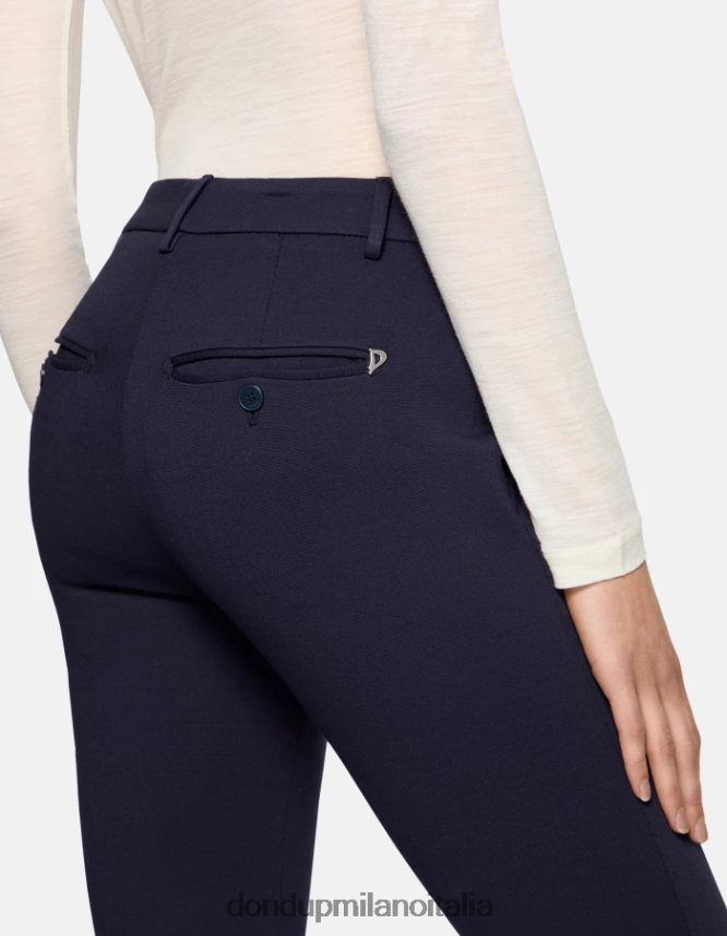 DONDUP mujer pantalones de punto perfectos y ajustados vestir azul oscuro AZX2Z0127