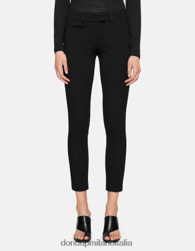 DONDUP mujer pantalones de punto perfectos y ajustados vestir negro AZX2Z0125