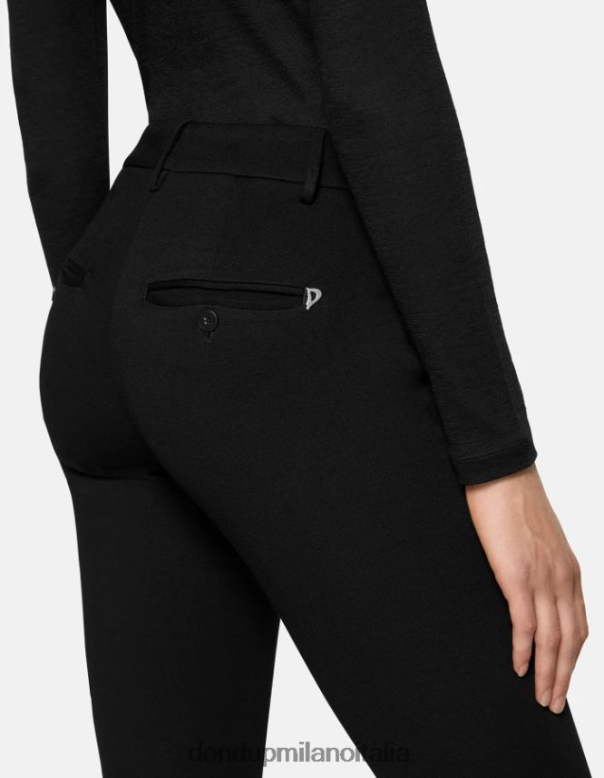 DONDUP mujer pantalones de punto perfectos y ajustados vestir negro AZX2Z0125