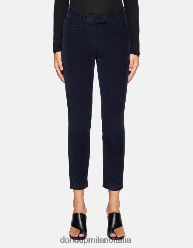 DONDUP mujer pantalones de terciopelo perfectos y ajustados vestir Azul marino AZX2Z0156