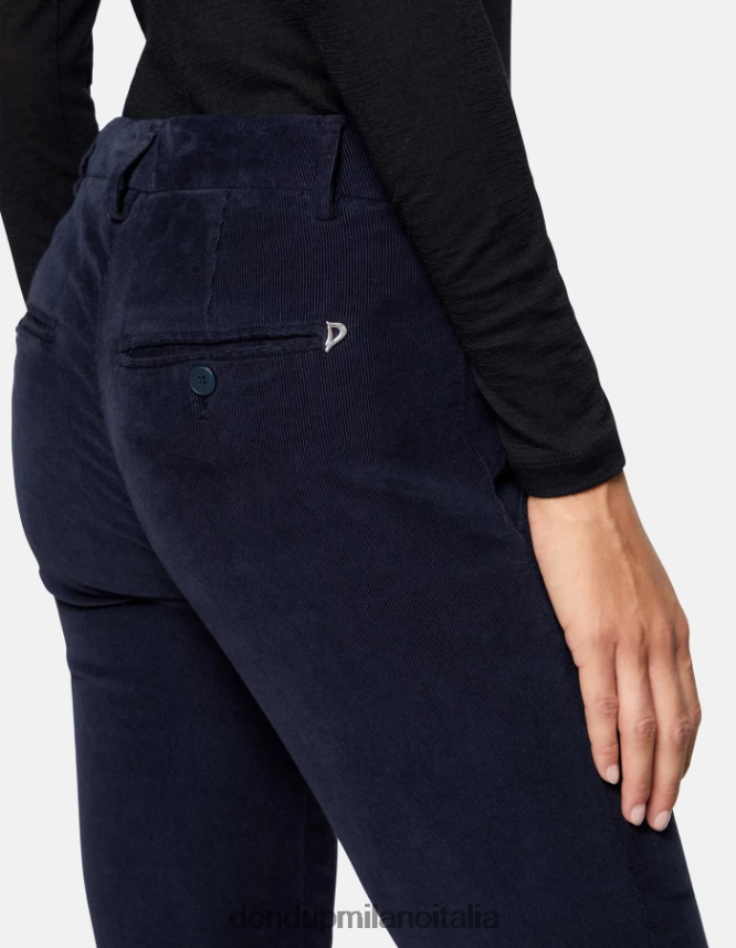 DONDUP mujer pantalones de terciopelo perfectos y ajustados vestir Azul marino AZX2Z0156