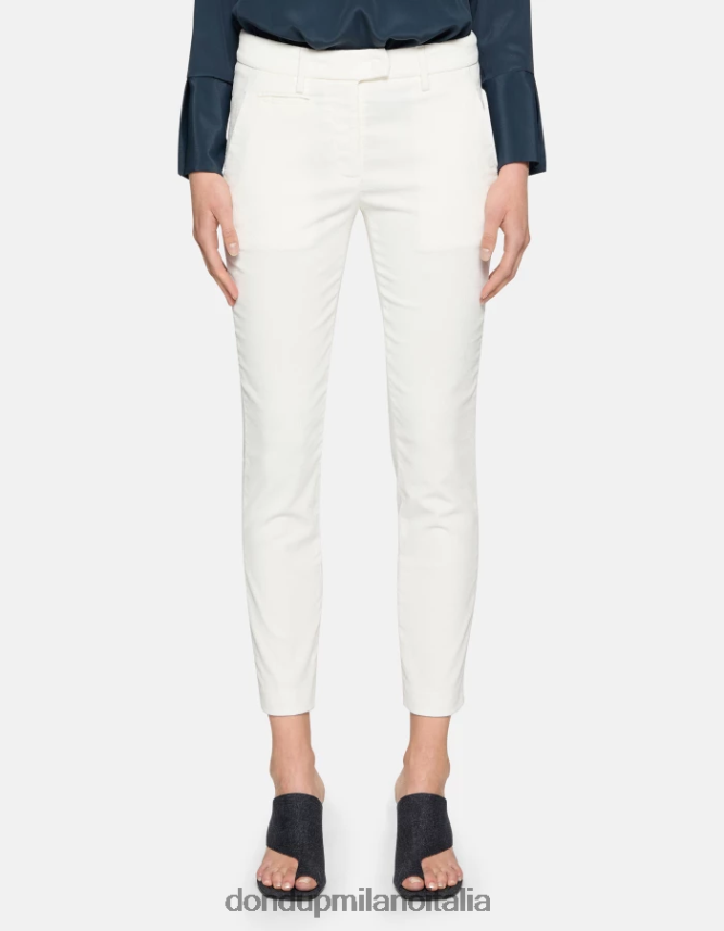 DONDUP mujer pantalones de terciopelo perfectos y ajustados vestir alabastro AZX2Z0153