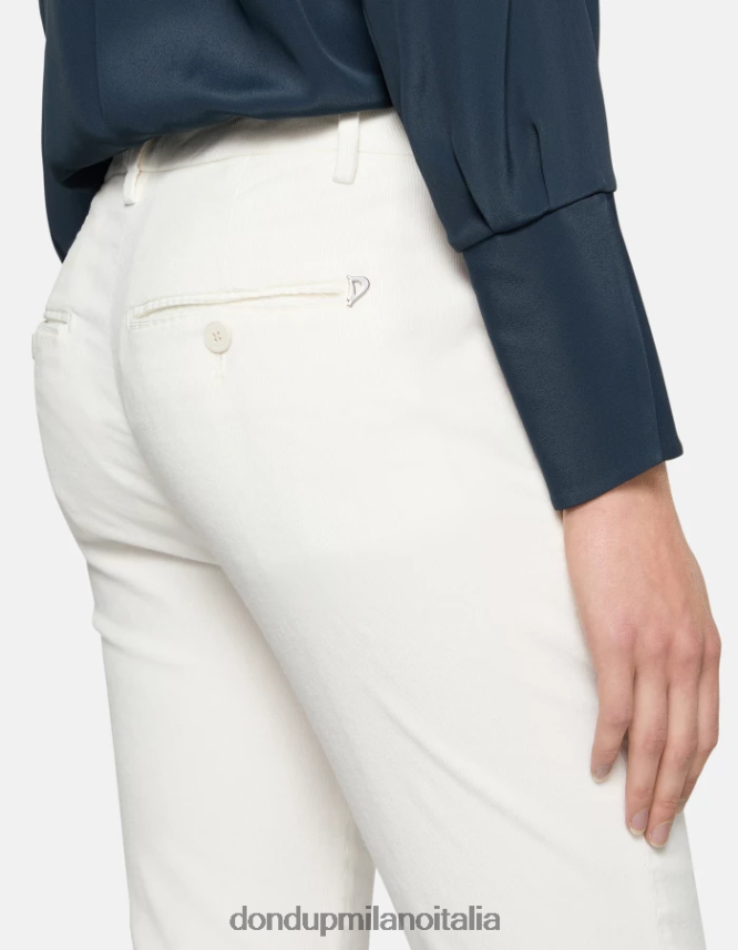 DONDUP mujer pantalones de terciopelo perfectos y ajustados vestir alabastro AZX2Z0153