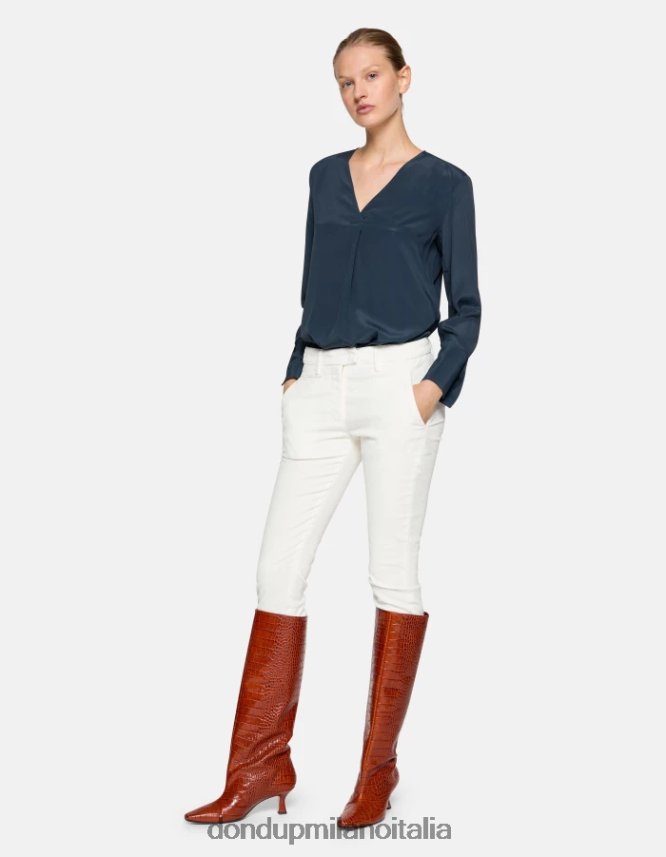 DONDUP mujer pantalones de terciopelo perfectos y ajustados vestir alabastro AZX2Z0153