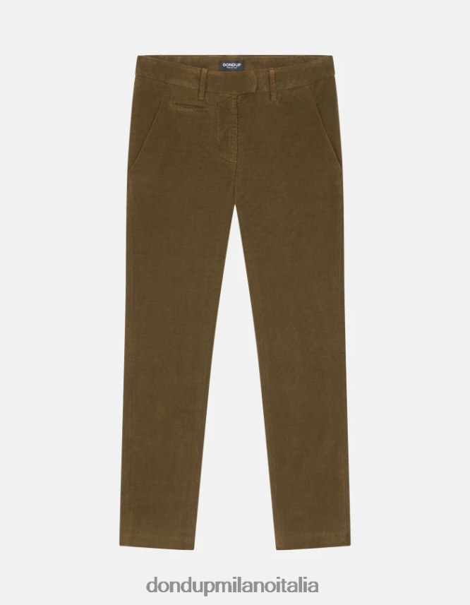 DONDUP mujer pantalones de terciopelo perfectos y ajustados vestir ejercito verde AZX2Z0154