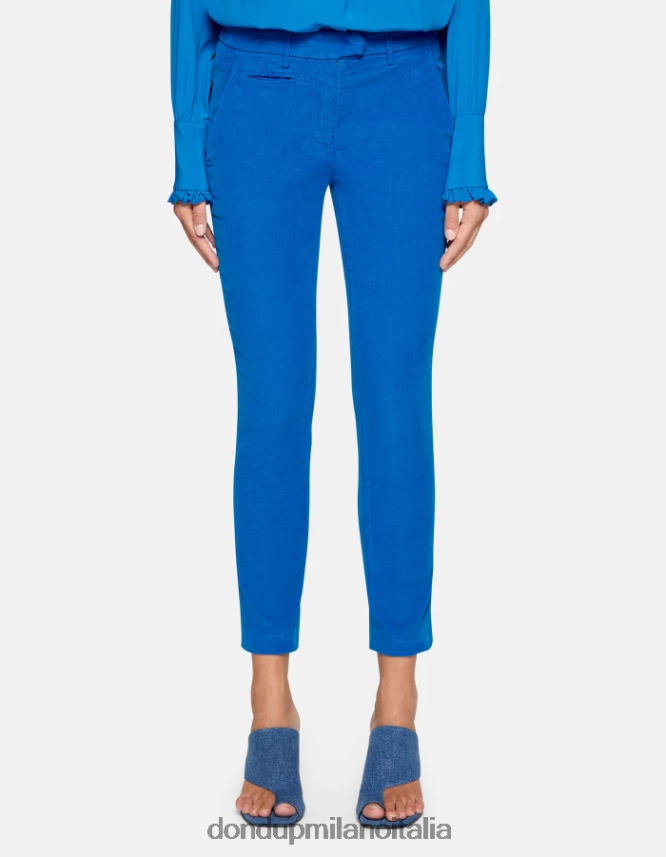 DONDUP mujer pantalones de terciopelo perfectos y ajustados vestir turquesa AZX2Z0155