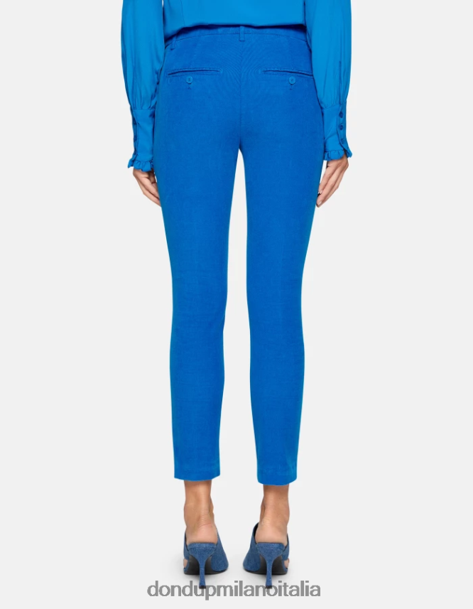 DONDUP mujer pantalones de terciopelo perfectos y ajustados vestir turquesa AZX2Z0155