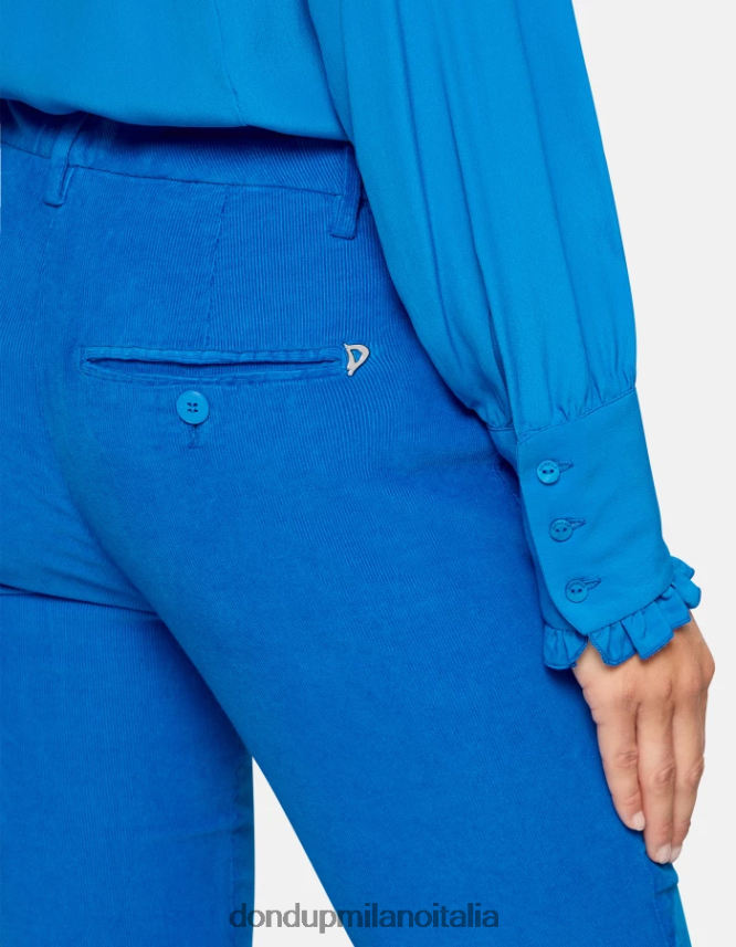 DONDUP mujer pantalones de terciopelo perfectos y ajustados vestir turquesa AZX2Z0155