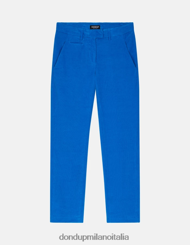 DONDUP mujer pantalones de terciopelo perfectos y ajustados vestir turquesa AZX2Z0155