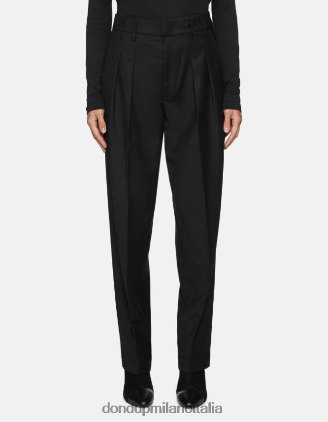 DONDUP mujer pantalones holgados de franela daly vestir negro AZX2Z0195