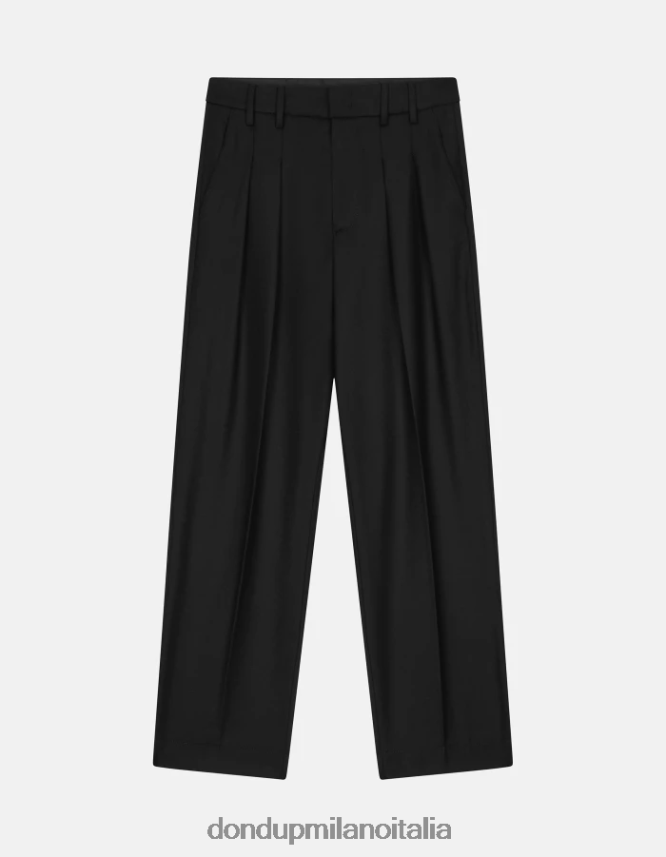 DONDUP mujer pantalones holgados de franela daly vestir negro AZX2Z0195