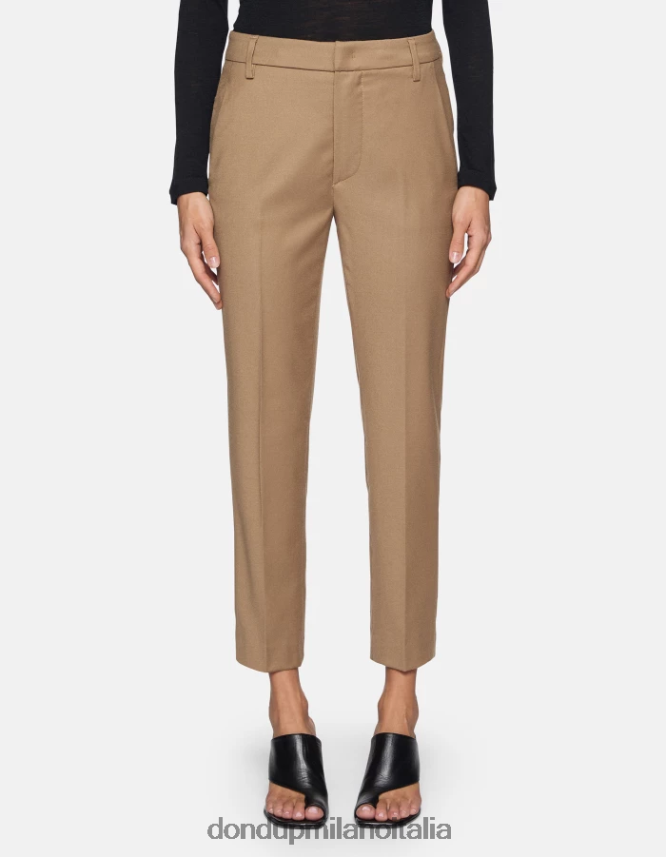 DONDUP mujer pantalones holgados de franela nima vestir camello AZX2Z0221