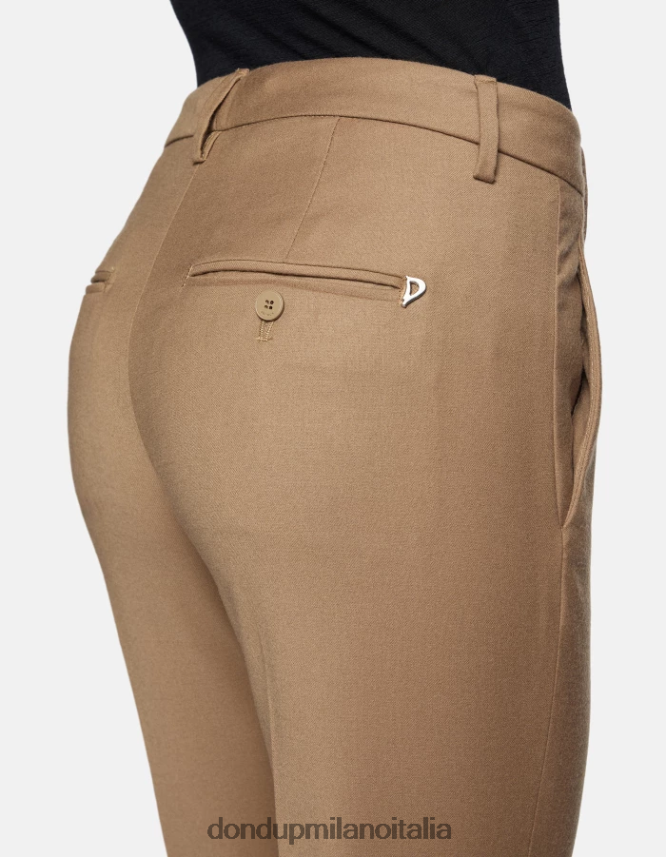 DONDUP mujer pantalones holgados de franela nima vestir camello AZX2Z0221