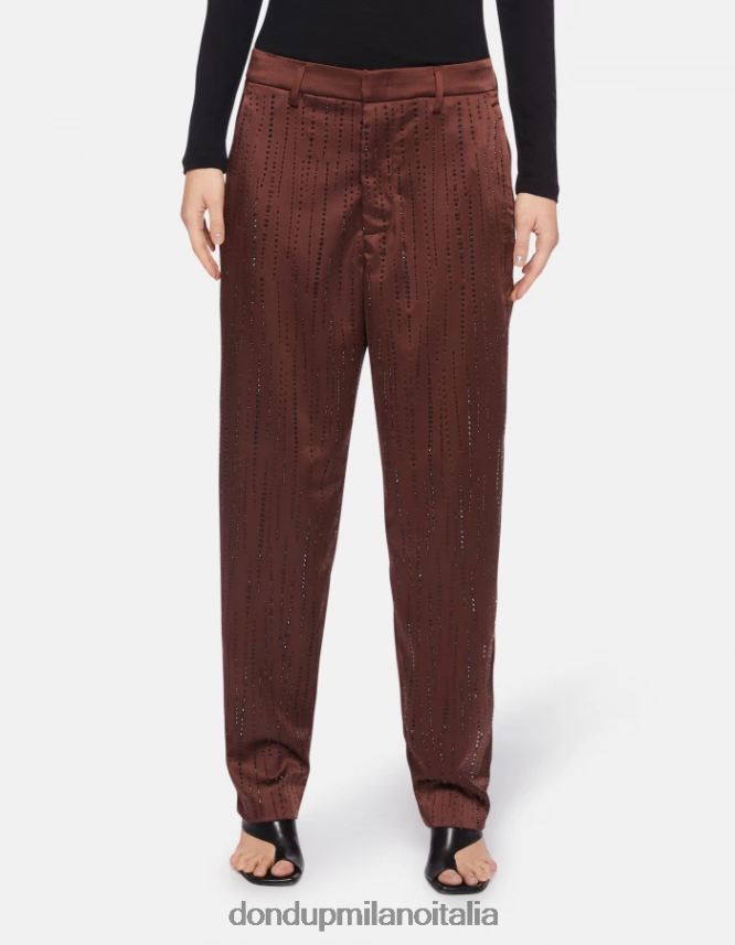 DONDUP mujer pantalones holgados de satén micaela vestir ciocolato AZX2Z0191